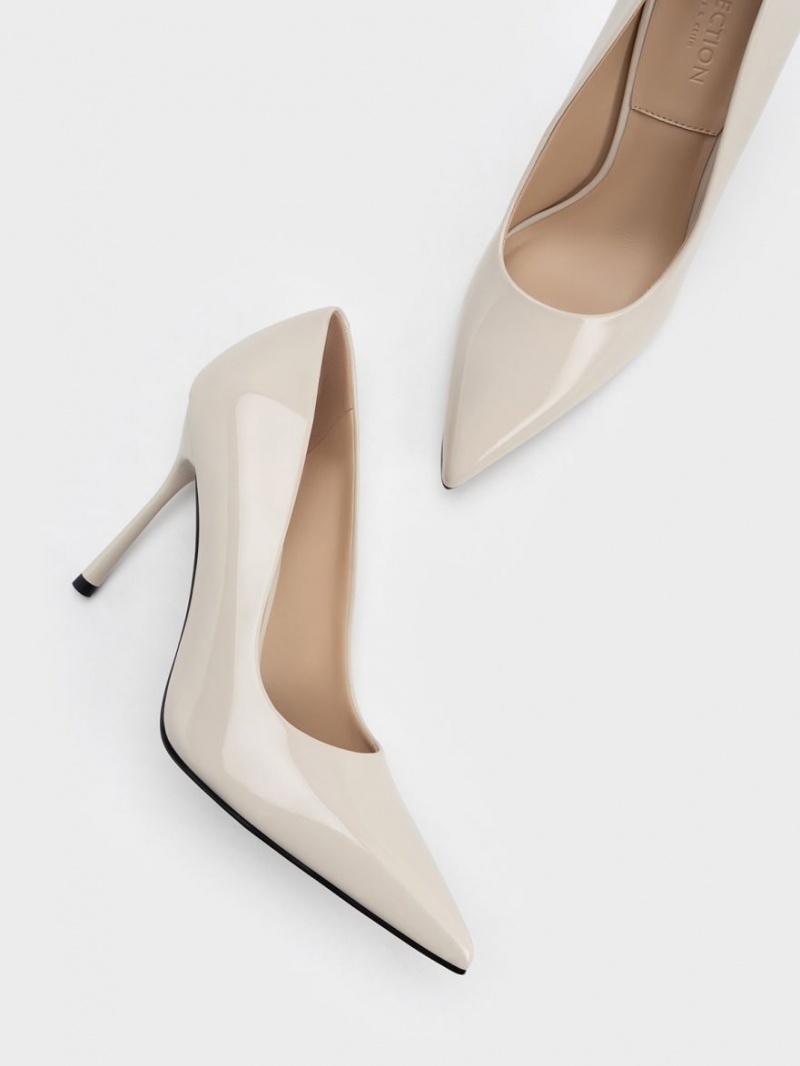 Pumps Charles & Keith Kyra Lacuita Piele Albi | 143GLABKZ