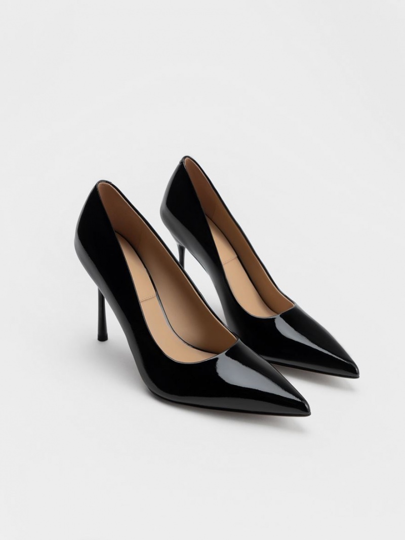 Pumps Charles & Keith Kyra Lacuita Piele Negrii | 890LDMPXW