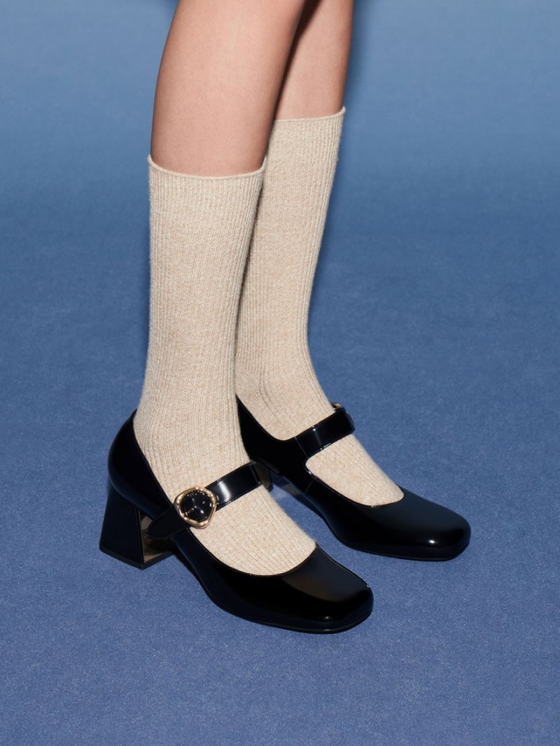 Pumps Charles & Keith Lacuita Buckled Mary Jane Negrii | 520DYNSEQ