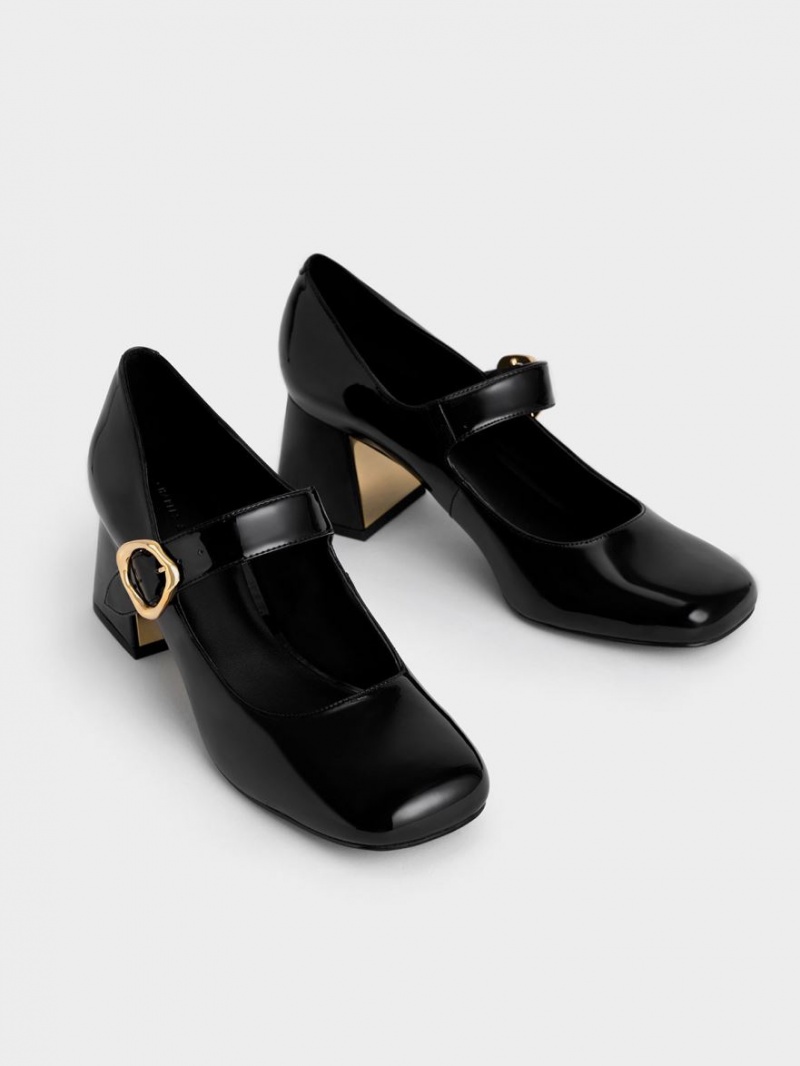 Pumps Charles & Keith Lacuita Buckled Mary Jane Negrii | 520DYNSEQ