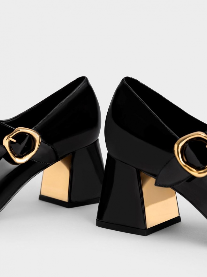 Pumps Charles & Keith Lacuita Buckled Mary Jane Negrii | 520DYNSEQ