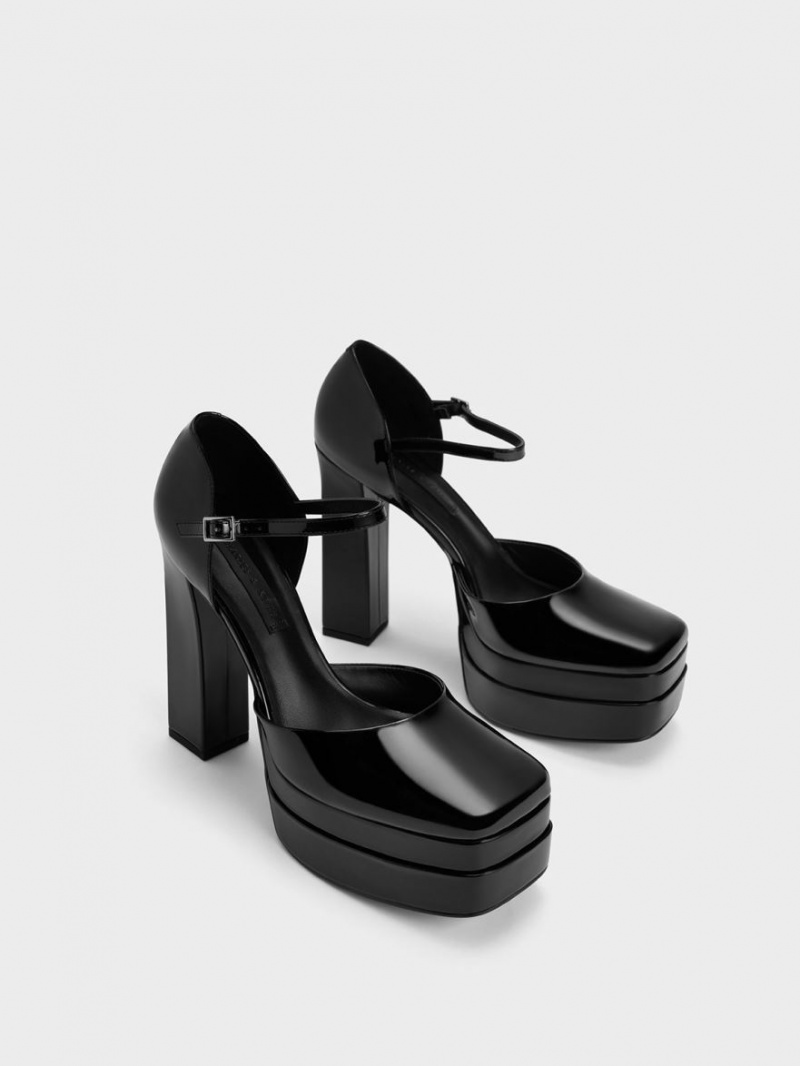 Pumps Charles & Keith Lacuita Platforma D'Orsay Negrii | 143ZOXKTJ