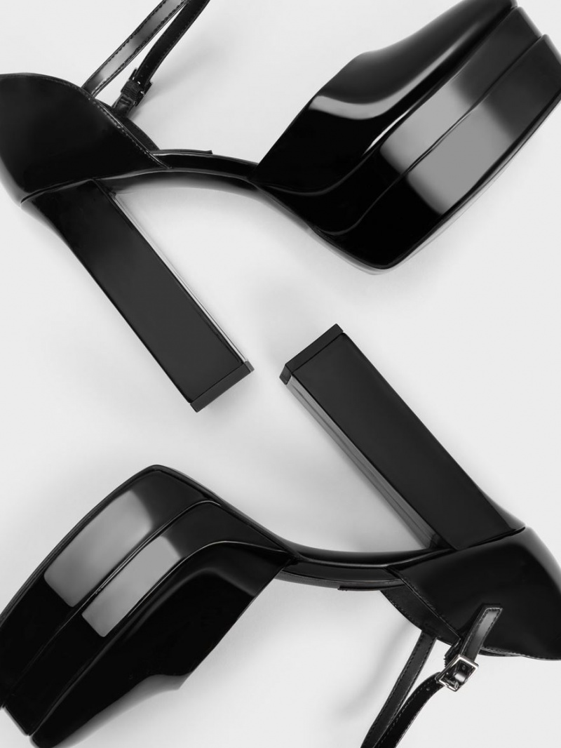 Pumps Charles & Keith Lacuita Platforma D'Orsay Negrii | 143ZOXKTJ