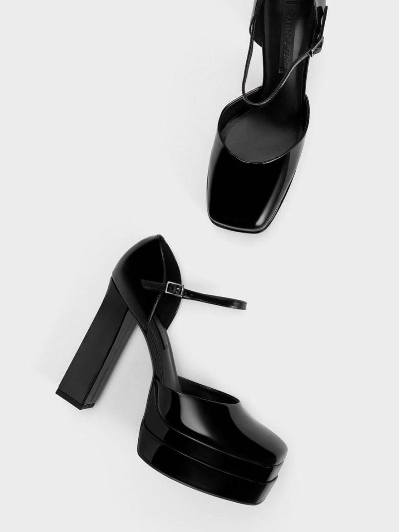 Pumps Charles & Keith Lacuita Platforma D'Orsay Negrii | 143ZOXKTJ