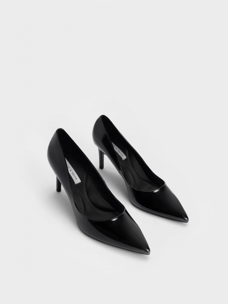 Pumps Charles & Keith Lacuita Pointed Bombeu Stiletto Negrii | 496HSCEDV