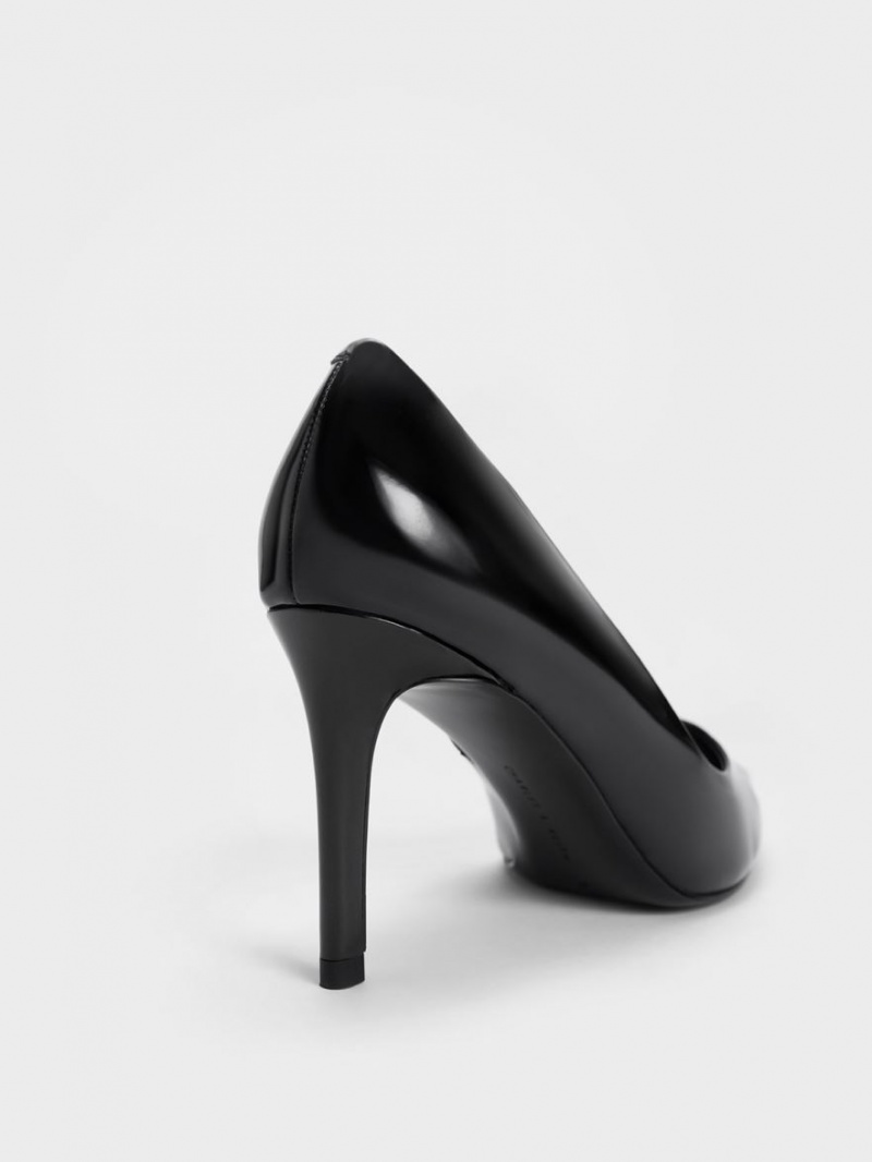 Pumps Charles & Keith Lacuita Pointed Bombeu Stiletto Negrii | 496HSCEDV
