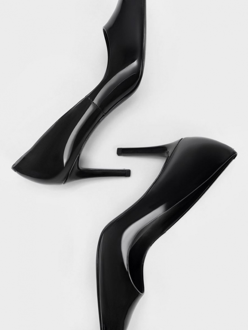 Pumps Charles & Keith Lacuita Pointed Bombeu Stiletto Negrii | 496HSCEDV