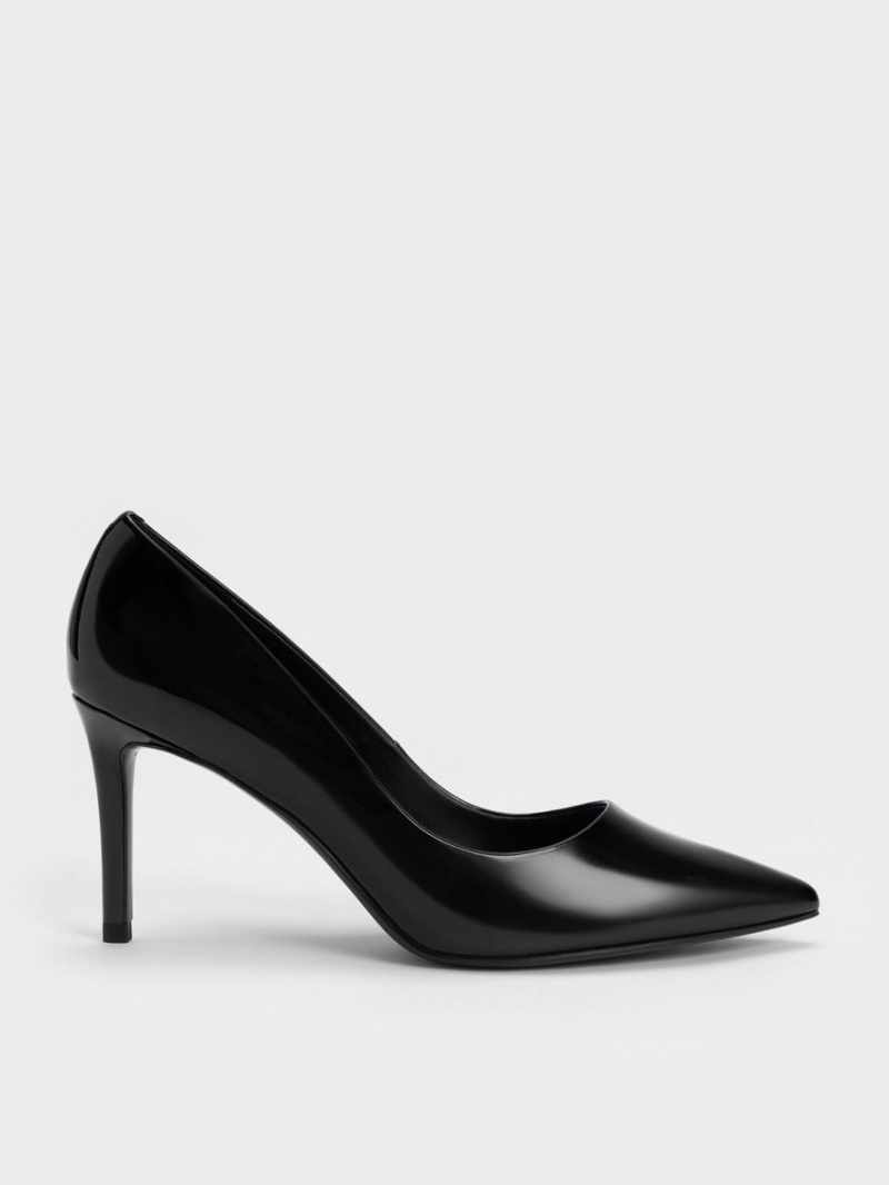 Pumps Charles & Keith Lacuita Pointed Bombeu Stiletto Negrii | 496HSCEDV