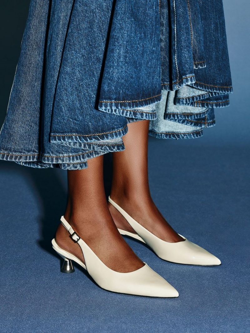 Pumps Charles & Keith Lacuita Spool Heel Slingback Galbeni | 391YWGNBS