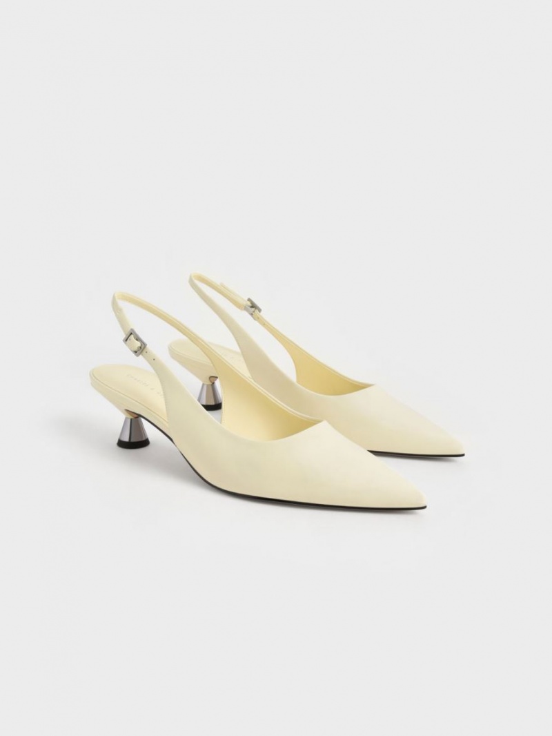 Pumps Charles & Keith Lacuita Spool Heel Slingback Galbeni | 391YWGNBS