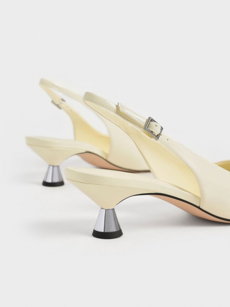 Pumps Charles & Keith Lacuita Spool Heel Slingback Galbeni | 391YWGNBS