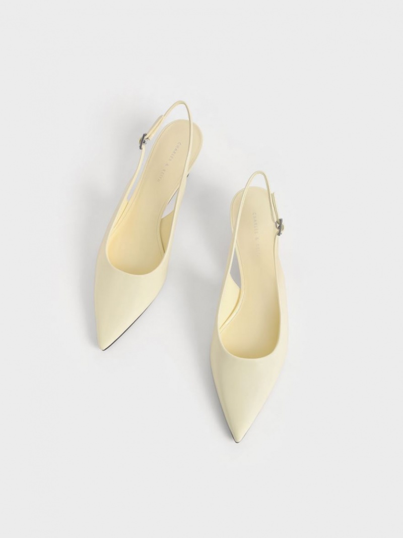 Pumps Charles & Keith Lacuita Spool Heel Slingback Galbeni | 391YWGNBS