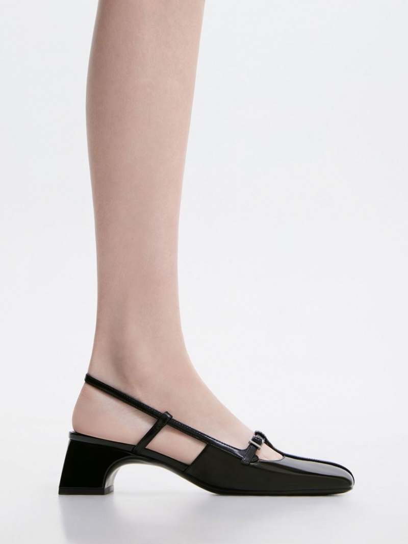 Pumps Charles & Keith Lacuita T-Bar Slingback Negrii | 270QIFTPW