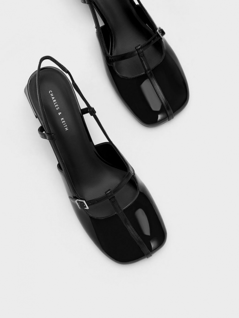 Pumps Charles & Keith Lacuita T-Bar Slingback Negrii | 270QIFTPW