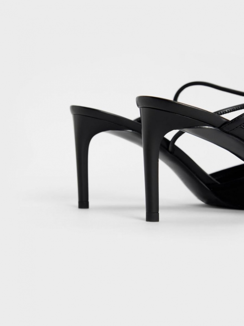 Pumps Charles & Keith Linen Asymmetric Negrii | 079OBFQDC