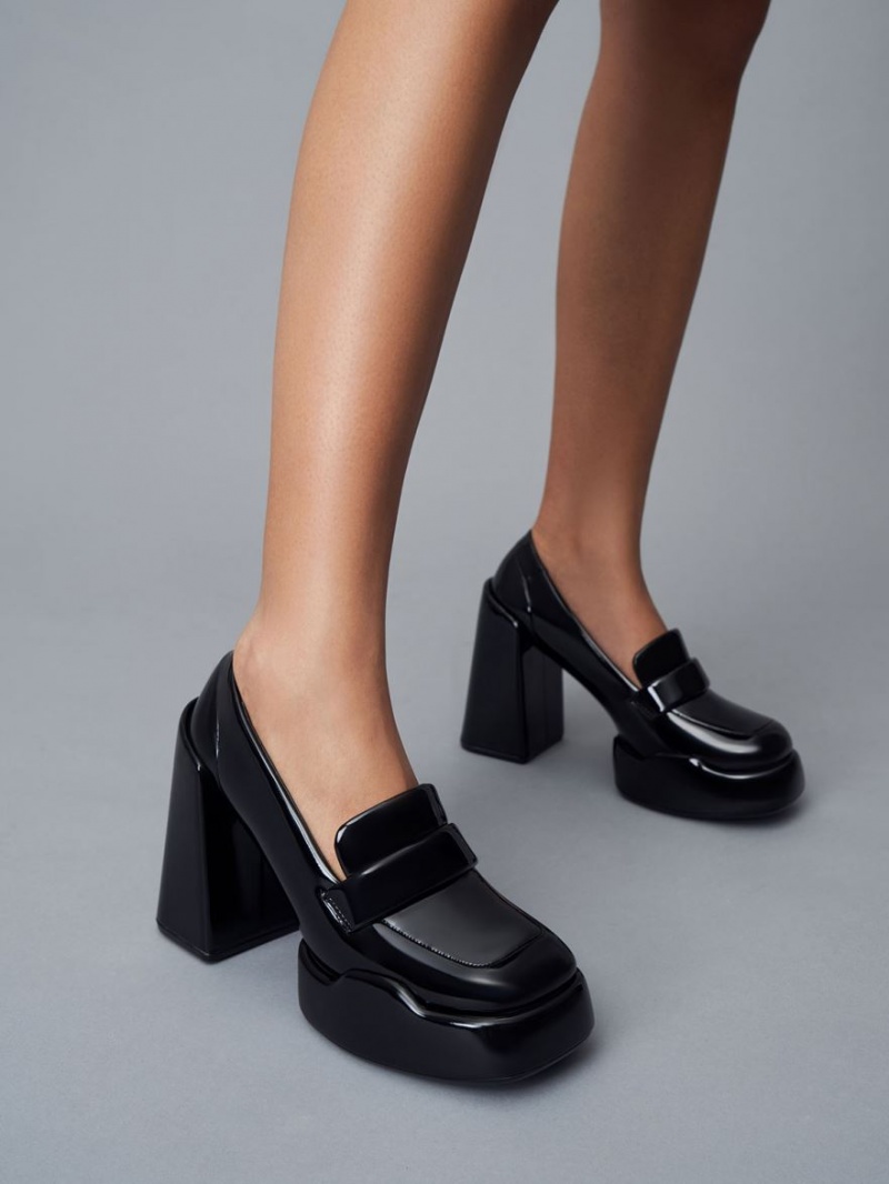 Pumps Charles & Keith Lula Lacuita Loafer Negrii | 510EAUBZL