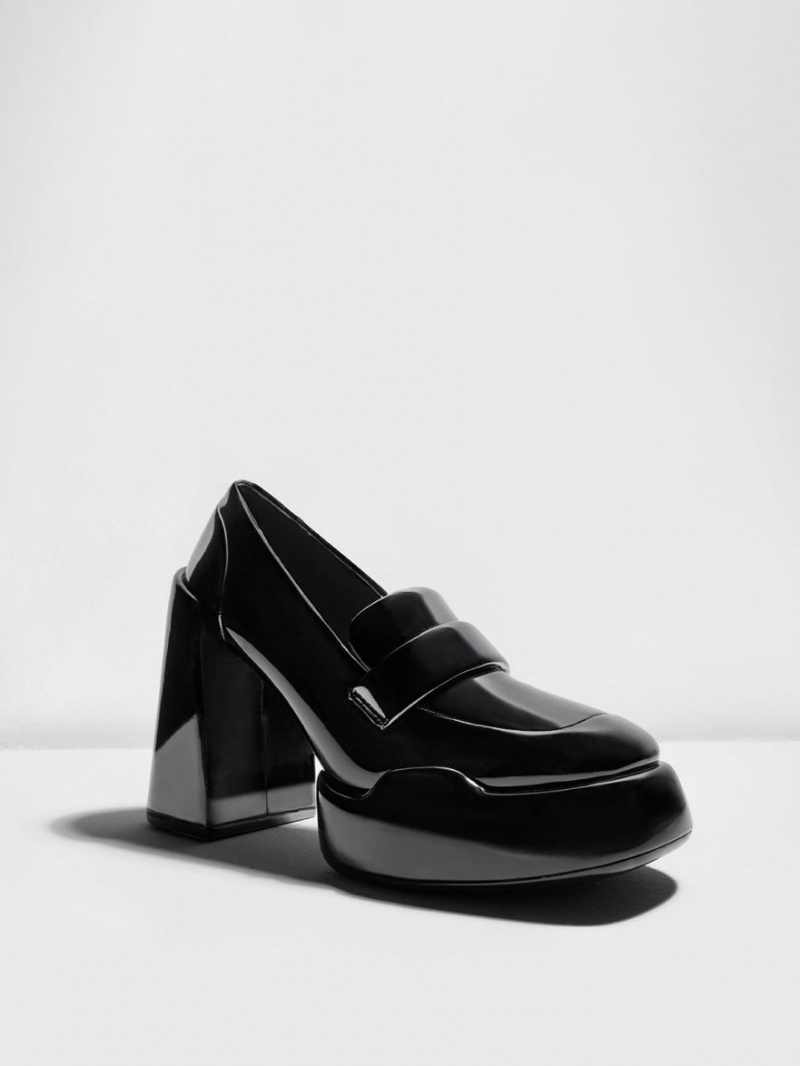 Pumps Charles & Keith Lula Lacuita Loafer Negrii | 510EAUBZL