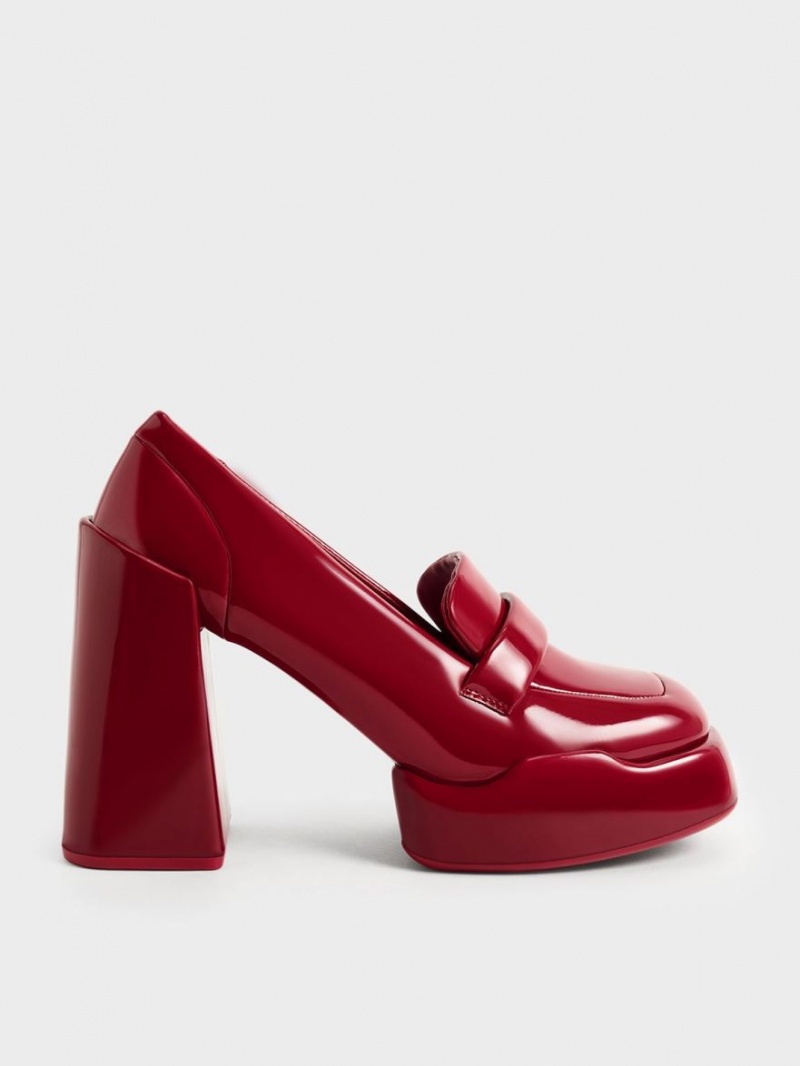 Pumps Charles & Keith Lula Lacuita Loafer Rosii | 195YSZNQF