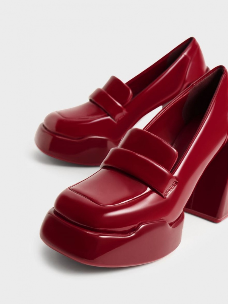 Pumps Charles & Keith Lula Lacuita Loafer Rosii | 195YSZNQF