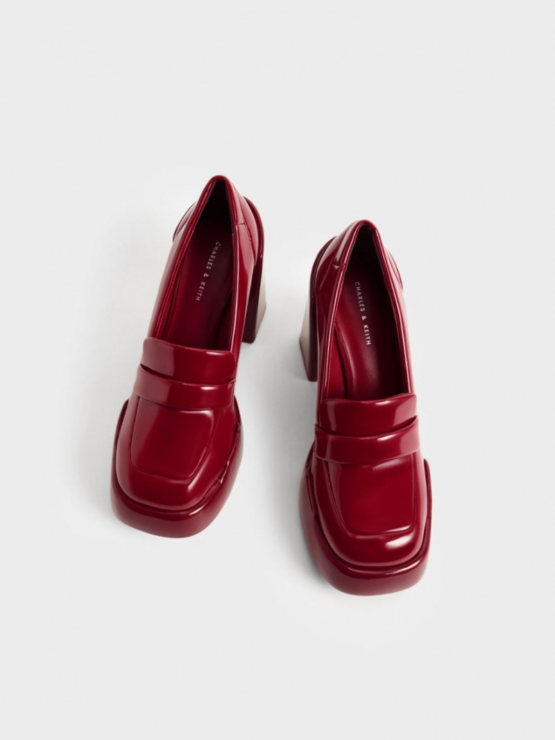 Pumps Charles & Keith Lula Lacuita Loafer Rosii | 195YSZNQF