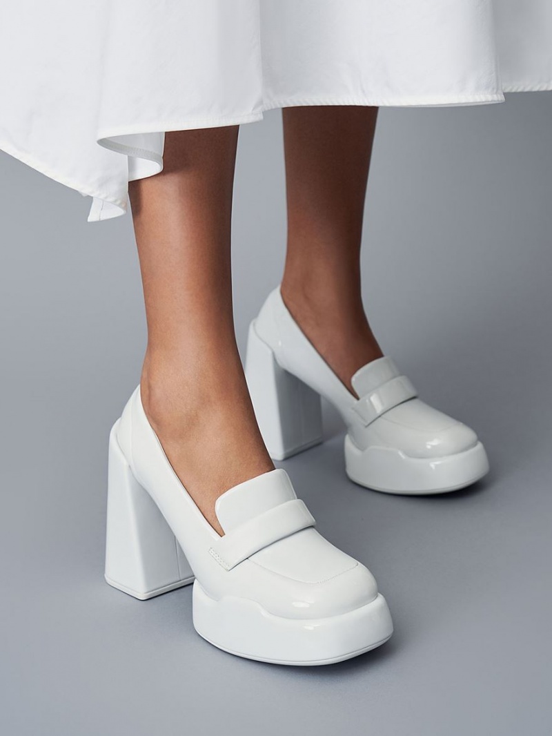 Pumps Charles & Keith Lula Lacuita Loafer Gri Deschis | 503TOBWNY