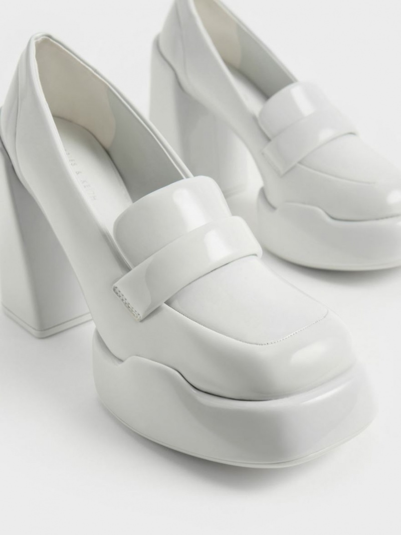 Pumps Charles & Keith Lula Lacuita Loafer Gri Deschis | 503TOBWNY