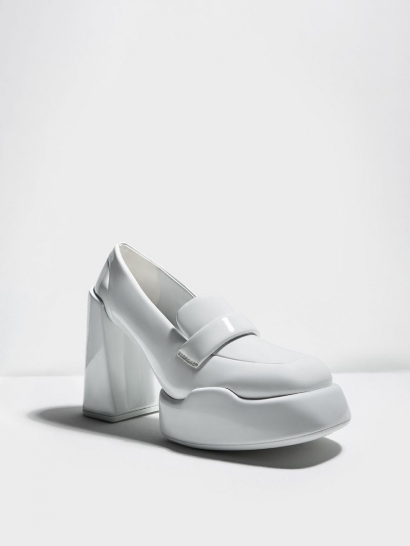 Pumps Charles & Keith Lula Lacuita Loafer Gri Deschis | 503TOBWNY