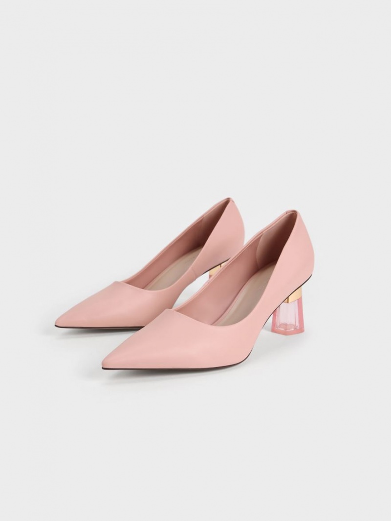 Pumps Charles & Keith Metallic Accent Clear Heel Roz | 987WCIGJB