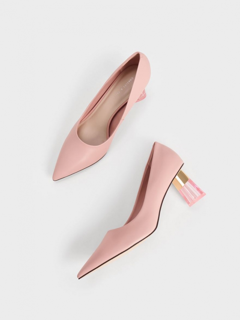 Pumps Charles & Keith Metallic Accent Clear Heel Roz | 987WCIGJB
