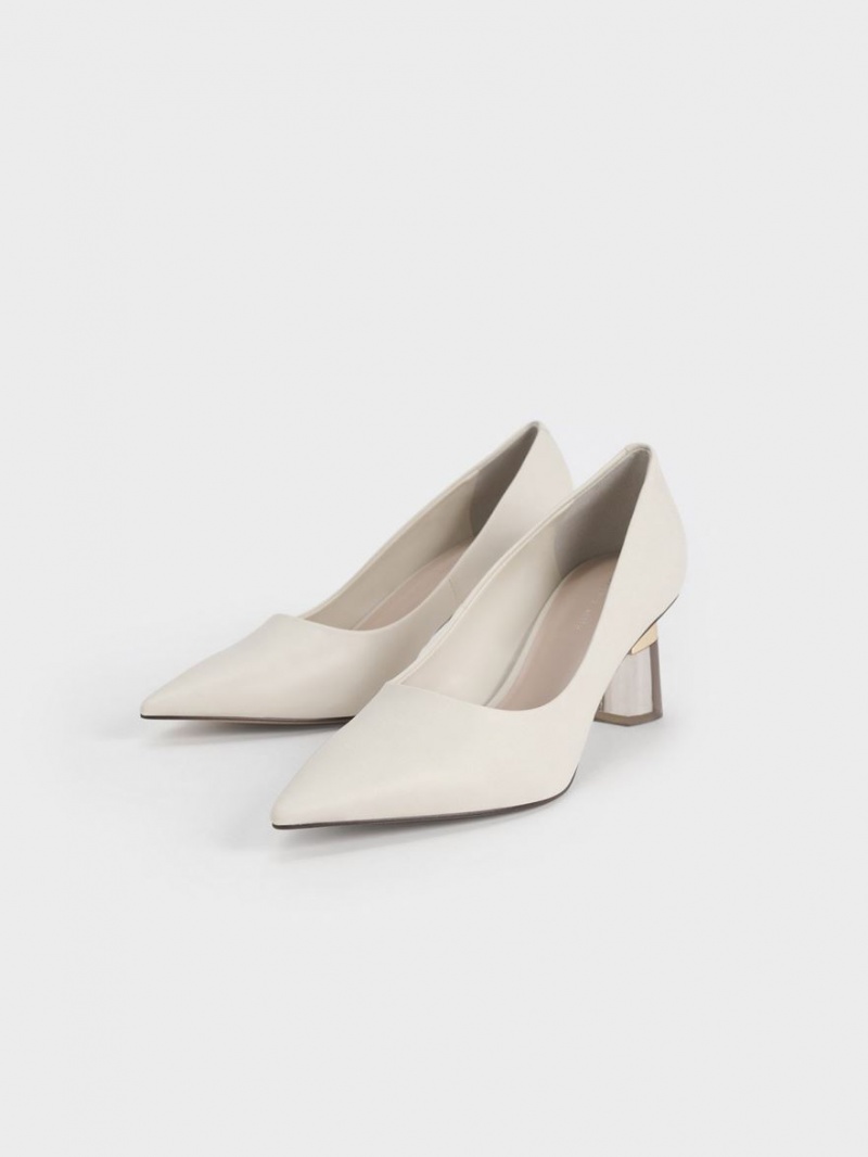 Pumps Charles & Keith Metallic Accent Clear Heel Albi | 680LPXTZW