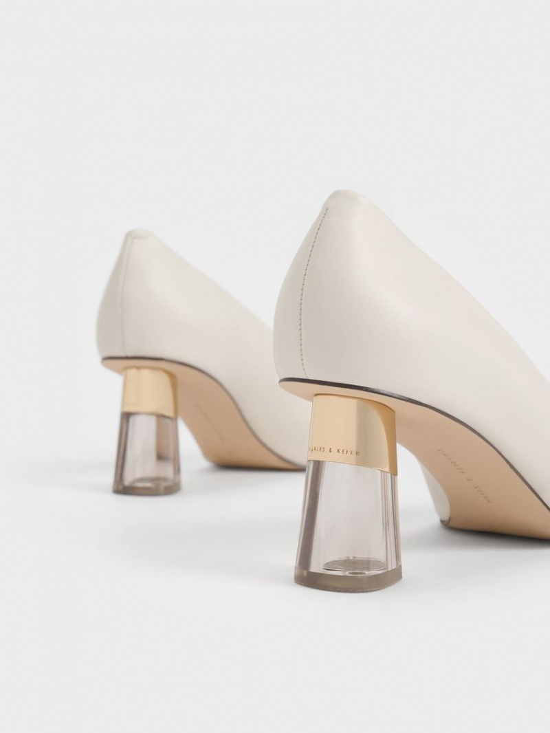 Pumps Charles & Keith Metallic Accent Clear Heel Albi | 680LPXTZW