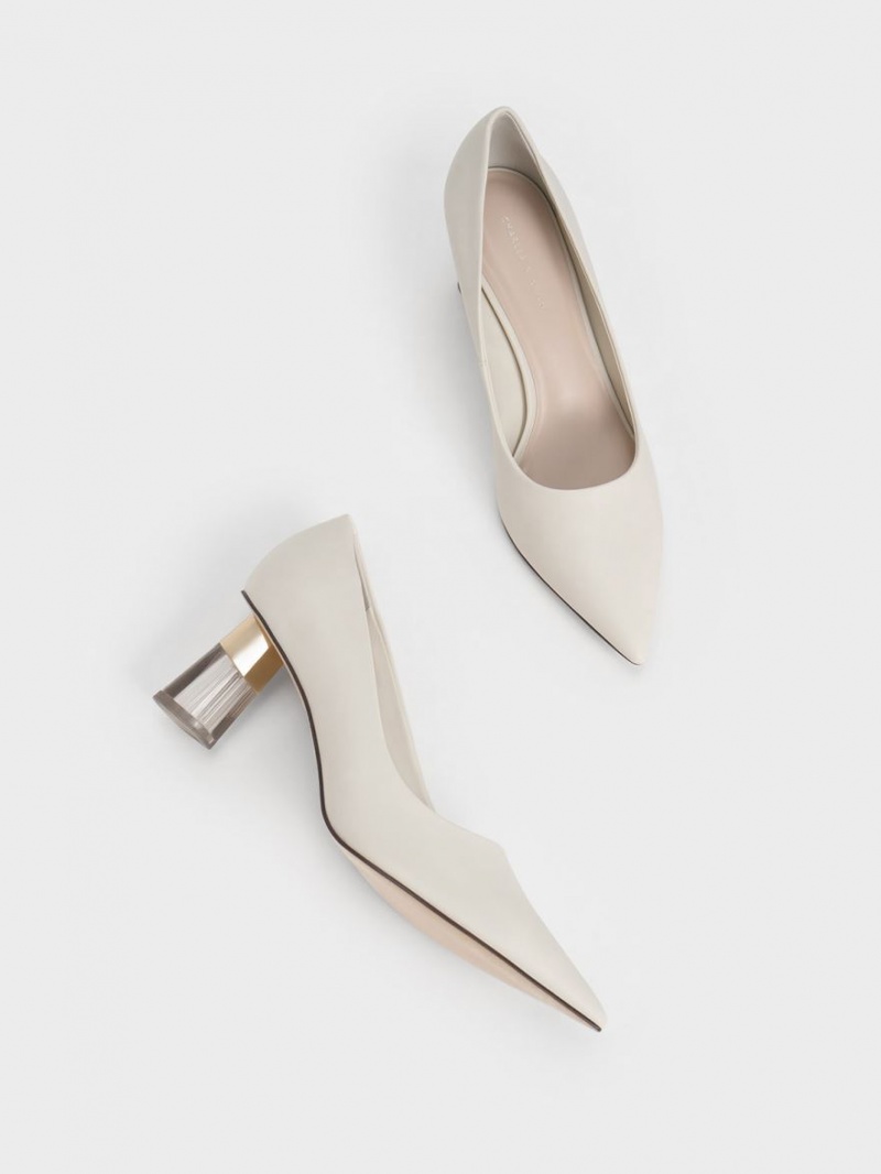 Pumps Charles & Keith Metallic Accent Clear Heel Albi | 680LPXTZW