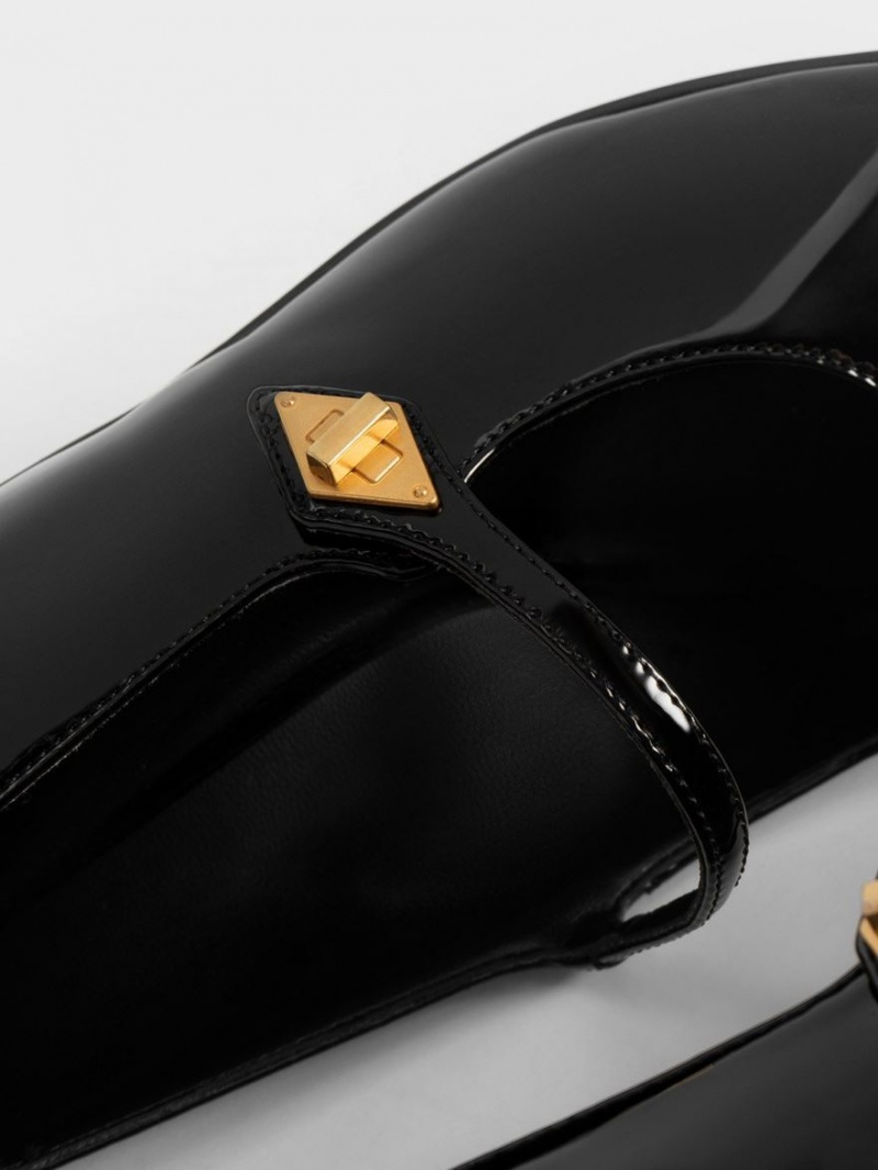 Pumps Charles & Keith Metallic Accent Mary Jane Negrii | 597XVTKGC