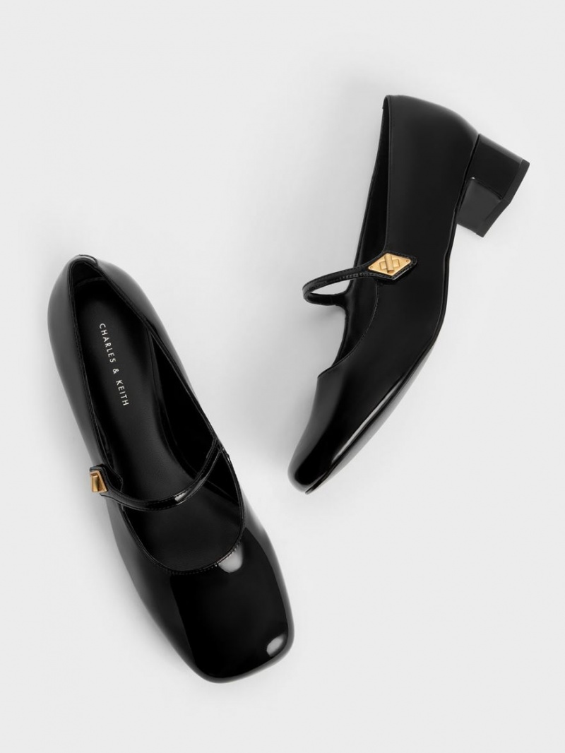 Pumps Charles & Keith Metallic Accent Mary Jane Negrii | 597XVTKGC
