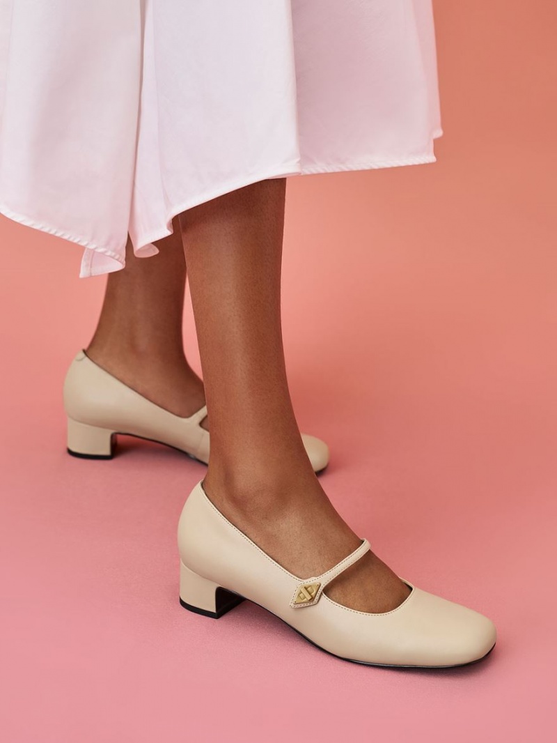 Pumps Charles & Keith Metallic Accent Mary Jane Bej | 251ZQNIRJ
