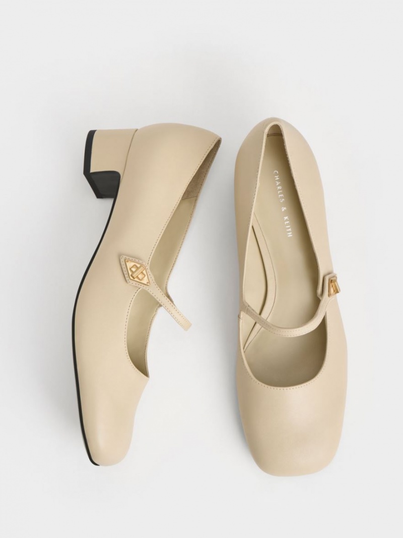 Pumps Charles & Keith Metallic Accent Mary Jane Bej | 251ZQNIRJ