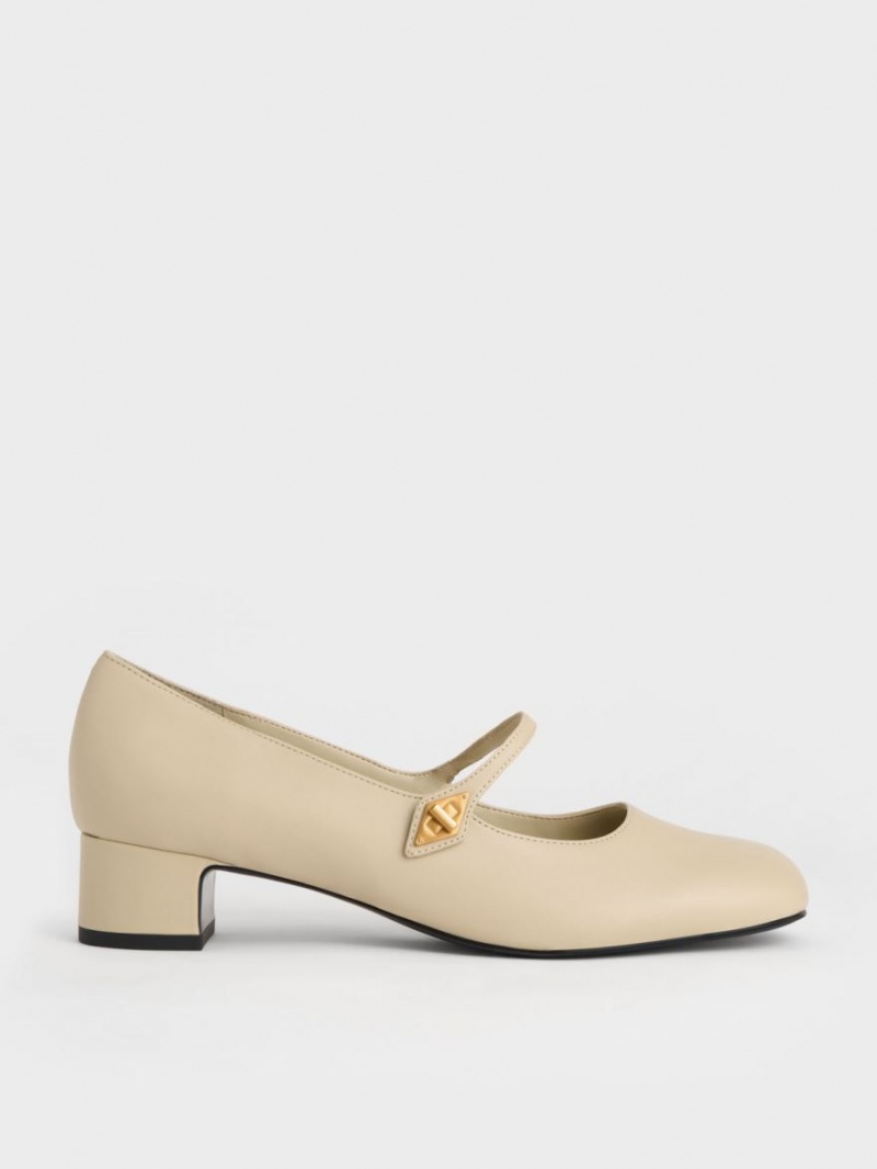 Pumps Charles & Keith Metallic Accent Mary Jane Bej | 251ZQNIRJ