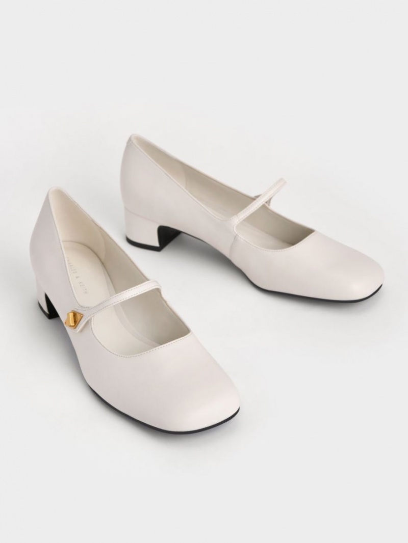Pumps Charles & Keith Metallic Accent Mary Jane Albi | 952CKRNMB