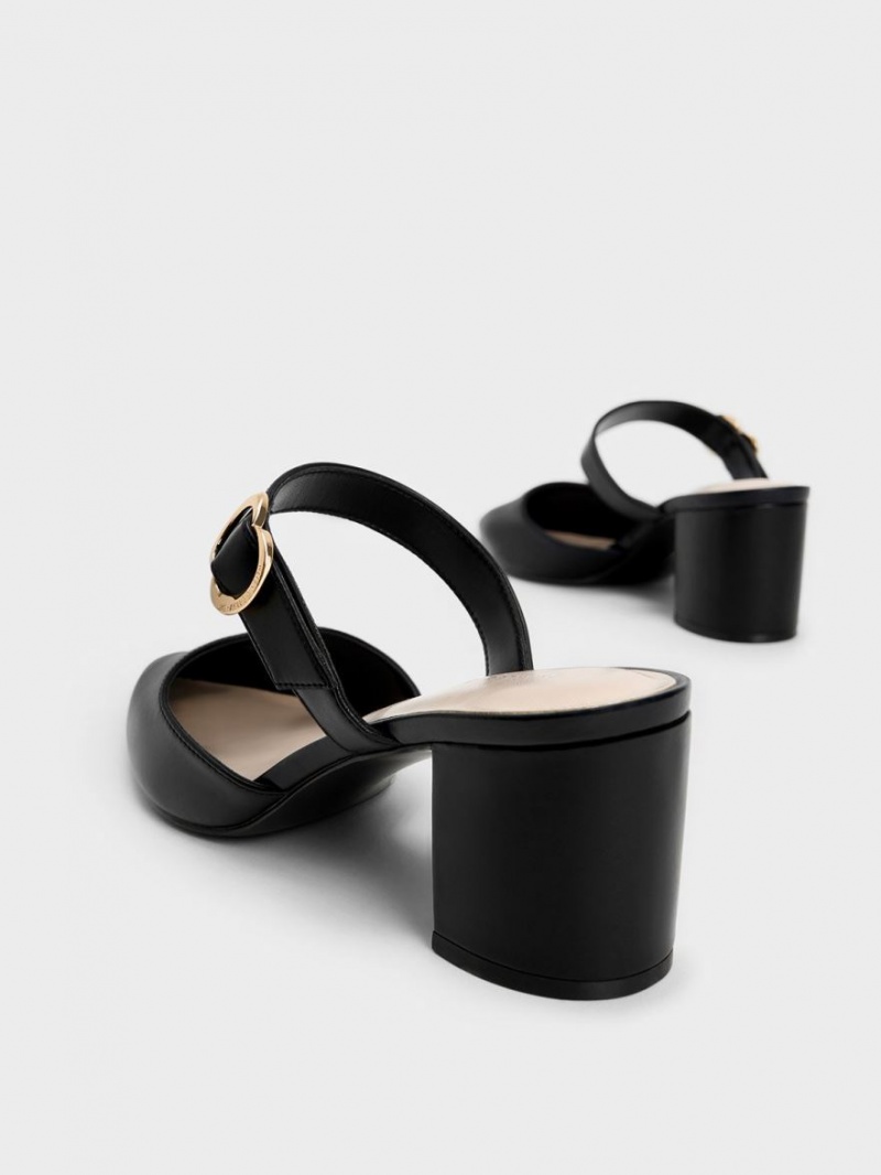 Pumps Charles & Keith Metallic Accent Pointed-Bombeu Negrii | 184BVXKHP