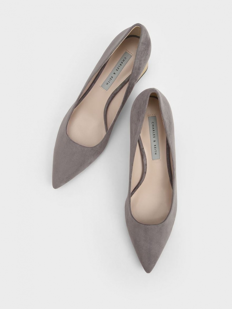 Pumps Charles & Keith Metallic Block Heel Textured Gri | 528TMKCAQ