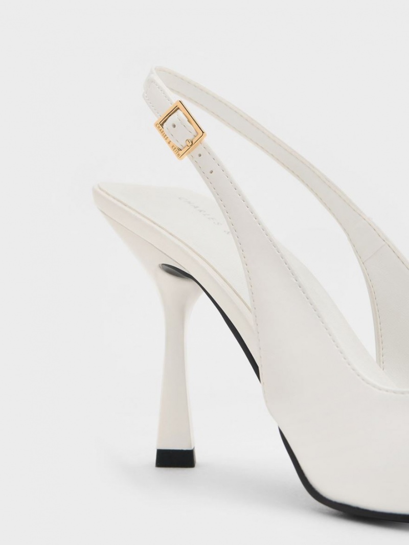 Pumps Charles & Keith Metallic Cap Pointed-Bombeu Slingback Albi | 058QNALOB