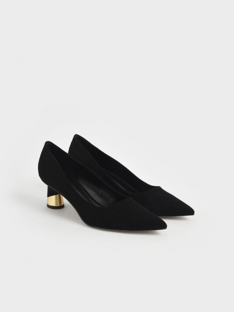 Pumps Charles & Keith Metallic Sculptural Heel Textured Negrii | 316IHPJQM