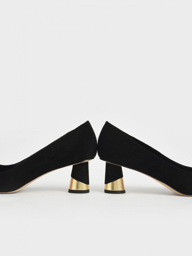 Pumps Charles & Keith Metallic Sculptural Heel Textured Negrii | 316IHPJQM