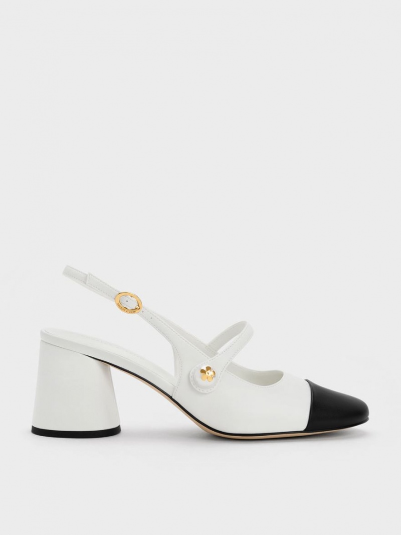Pumps Charles & Keith Pearl Embellished Slingback Albi | 352WNEKMG