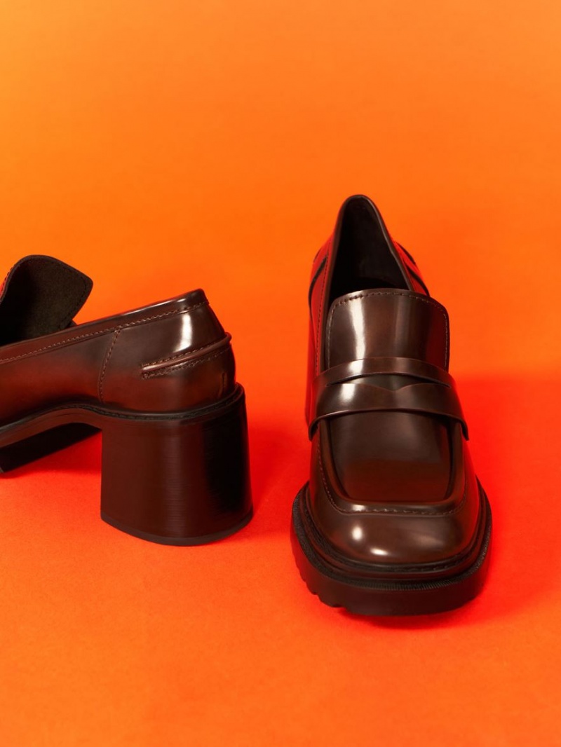 Pumps Charles & Keith Penny Loafer Maro Inchis | 571WBAQED