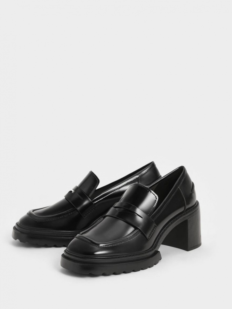 Pumps Charles & Keith Penny Loafer Negrii | 201KJDTGB