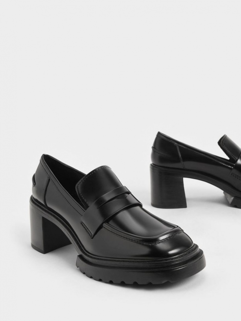 Pumps Charles & Keith Penny Loafer Negrii | 201KJDTGB
