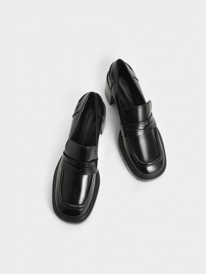 Pumps Charles & Keith Penny Loafer Negrii | 201KJDTGB