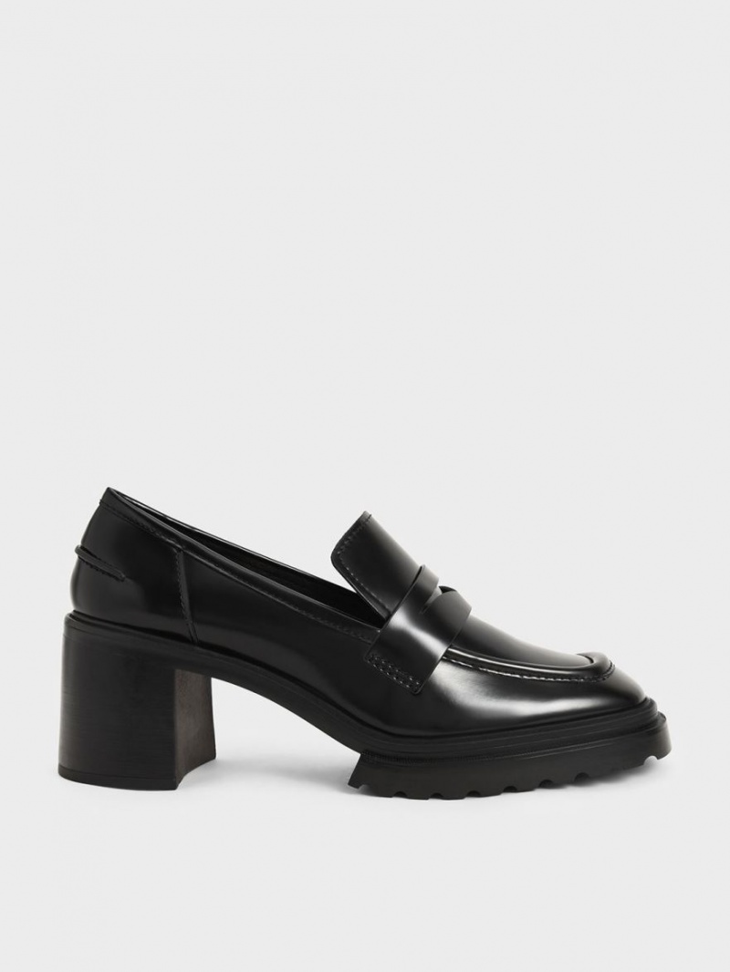 Pumps Charles & Keith Penny Loafer Negrii | 201KJDTGB
