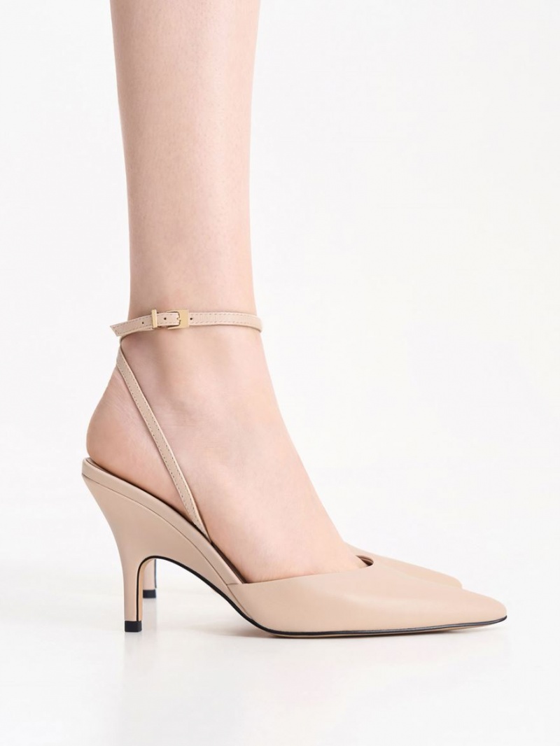 Pumps Charles & Keith Piele Ankle Curea Bej | 127DOFKVS